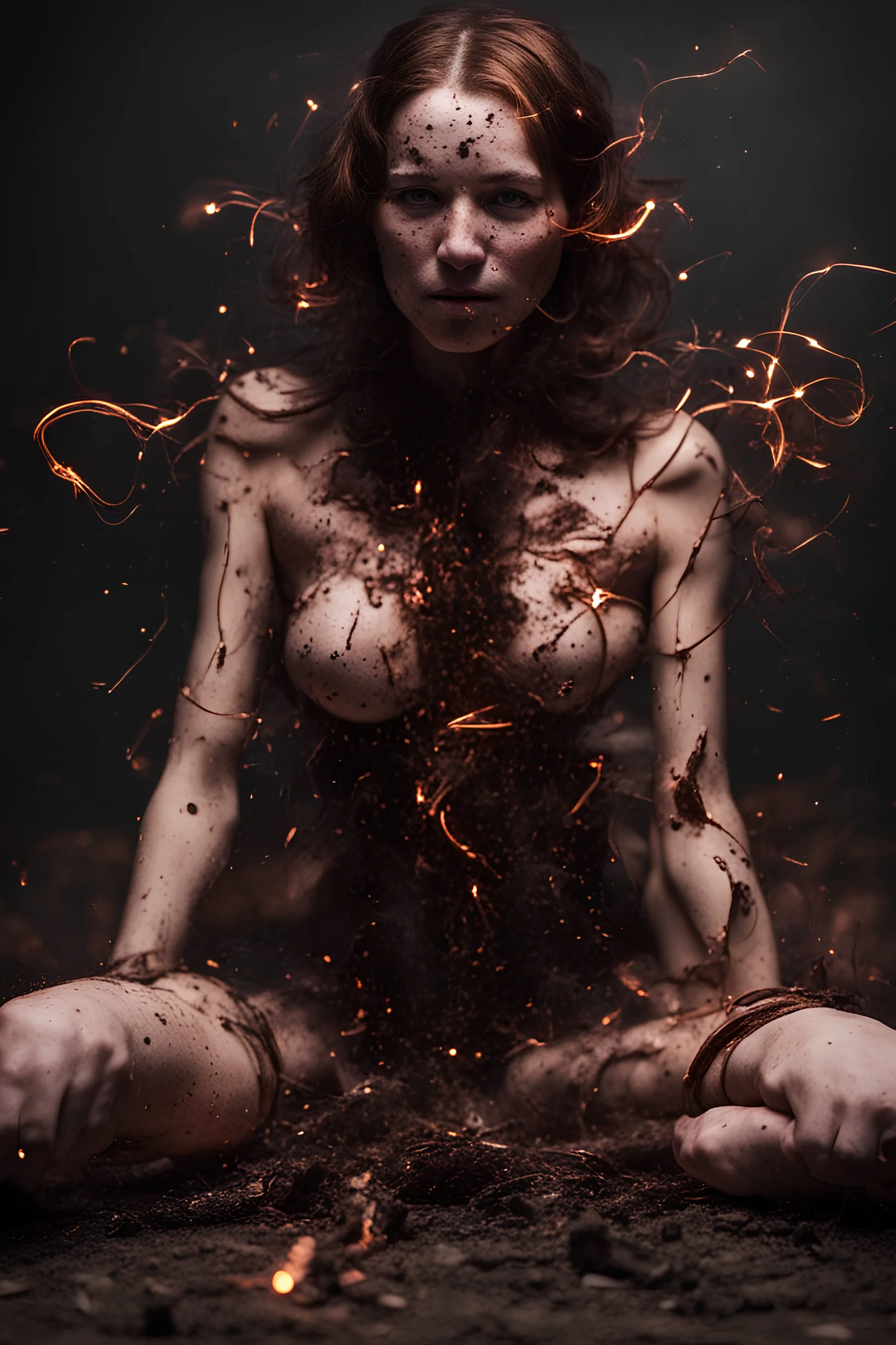 around lit sparks,