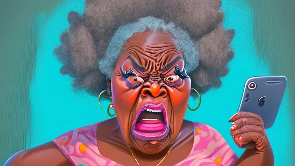 angry black mama mad on phone