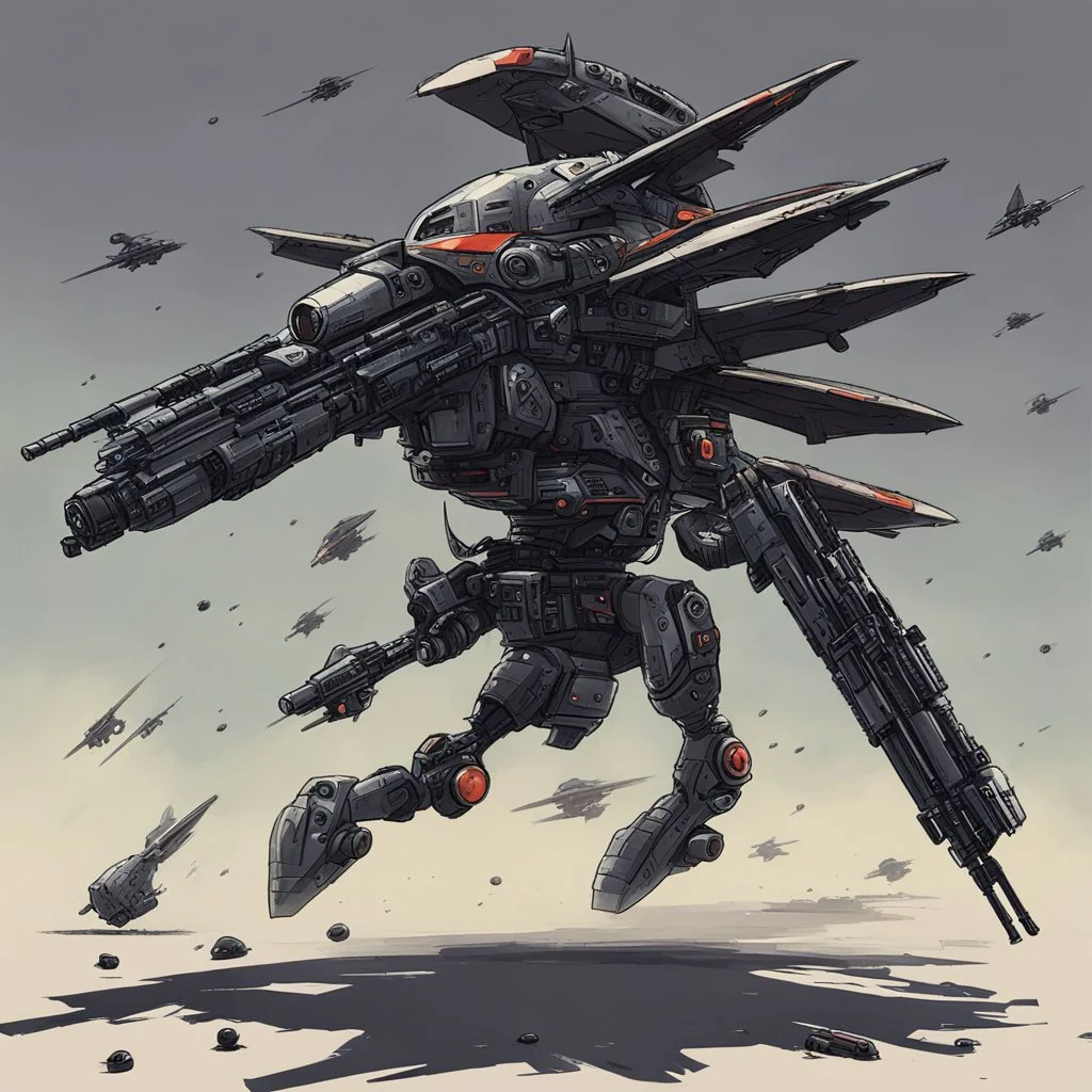 [art by John Paul Leon] helicopterus alien with a lot of mini guns