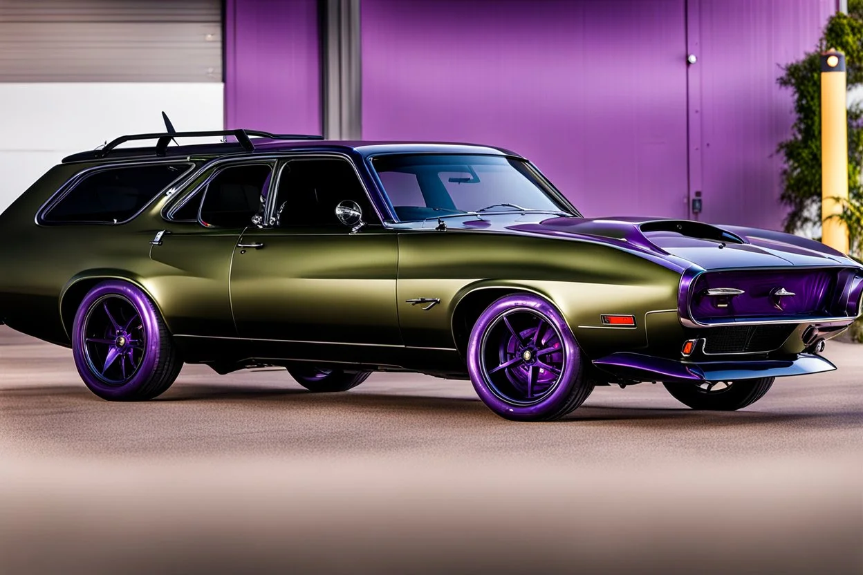 a military fighter jet station wagon hybrid purple paint job metallic