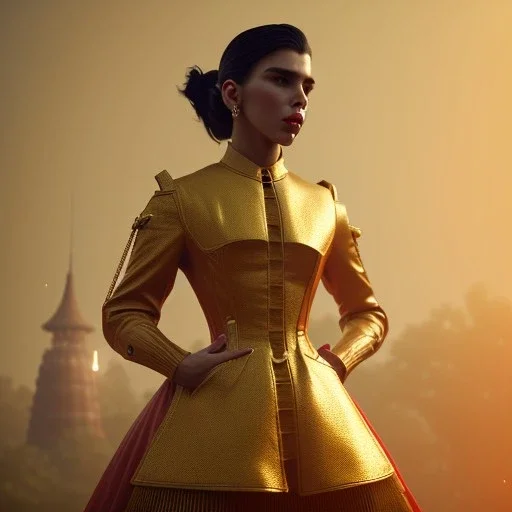 Full body, 3d render, dua lipa, 1800's women style, 1800's hair style, 1800's women clothes style, hyper realistic, octane render, unreal engine 5, 8k, palace background, uhd