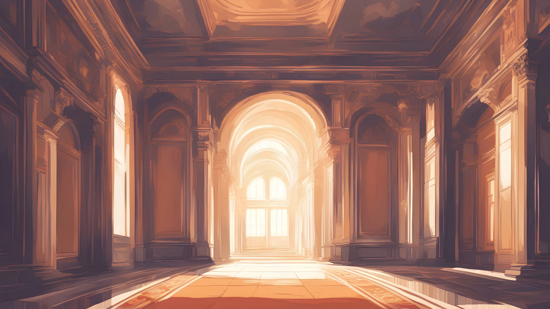 Vector. i2D animated. Inside the old royal palace. Minimal. Digital painting,