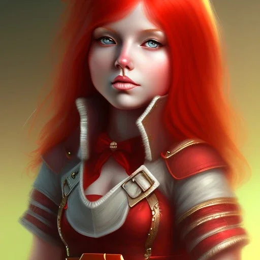 Full body Red hair halfling girl