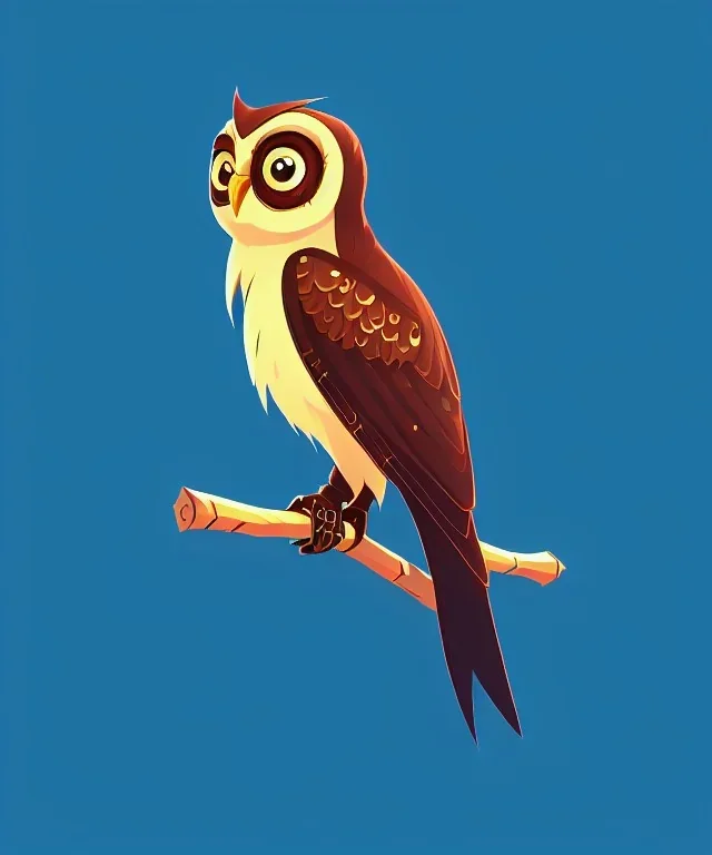 Cute owl, one colour background