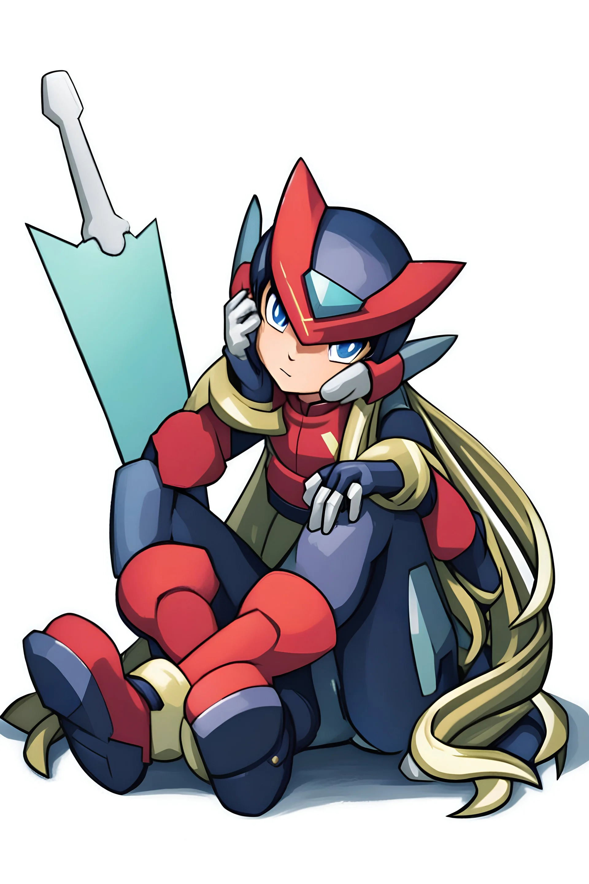 Megaman Zero, Sitting, HD, Clean, Anime Art Style