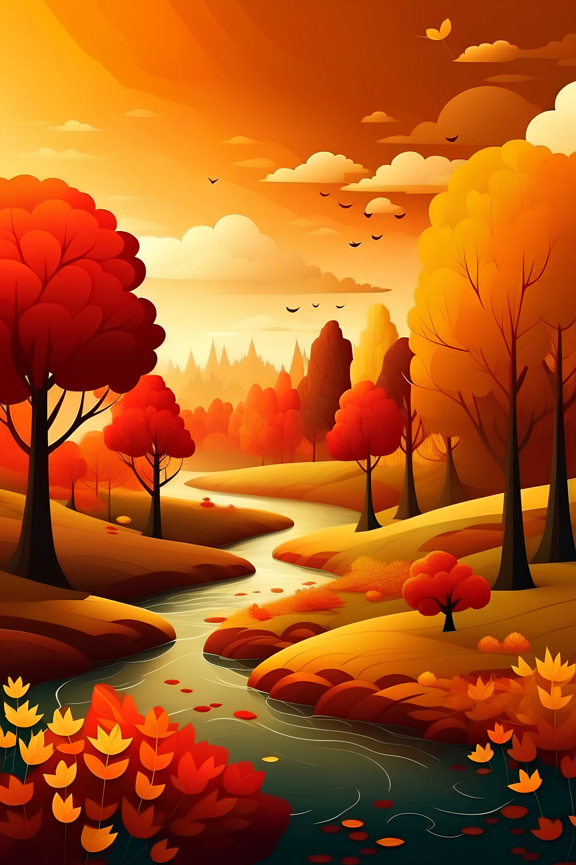 create animated autumn landscape