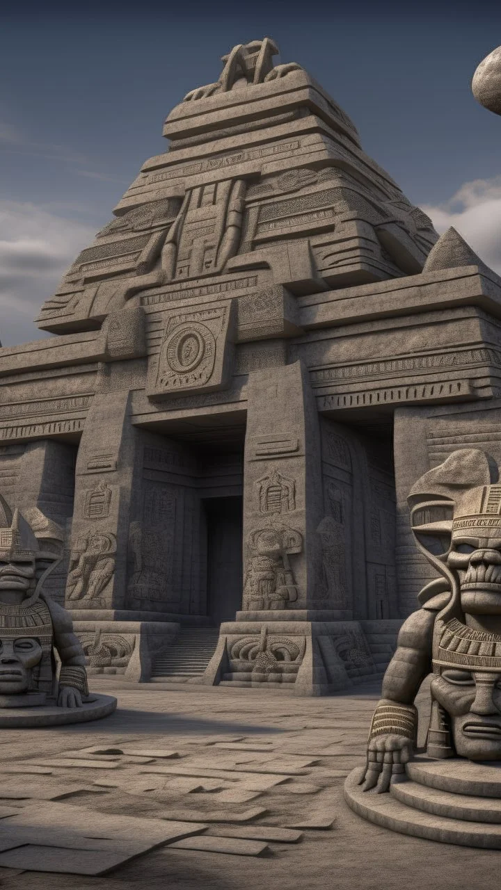 Old Sumerian temples with alien species and humans