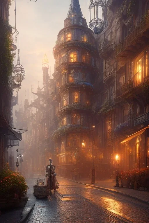 city magic steampunk, daylight, realistic, soft light atmosphere，8k, hdr，light effect，rtx on，-h 768