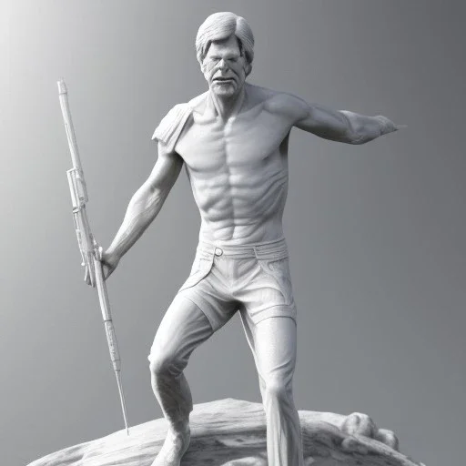 white greek marble stature of harrison ford, full body, photo realistic, hight definition, 8k