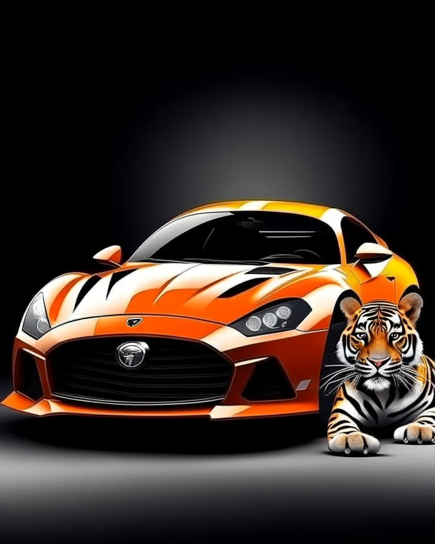 Combination of tiger and sports car