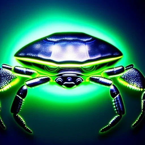 ultra detailed fullbody Drawing of a Cyborg alien metallic Gigantic Silver Crab on the shore ,with glowing Green eyes, extremely detailed digital painting, intrincate, extremely detailed face,crystal clear Big eyes, in the style of Caravaggio , mystical colors , perfectly centered image, perfect composition, rim light, beautiful lighting, 8k, stunning scene, raytracing