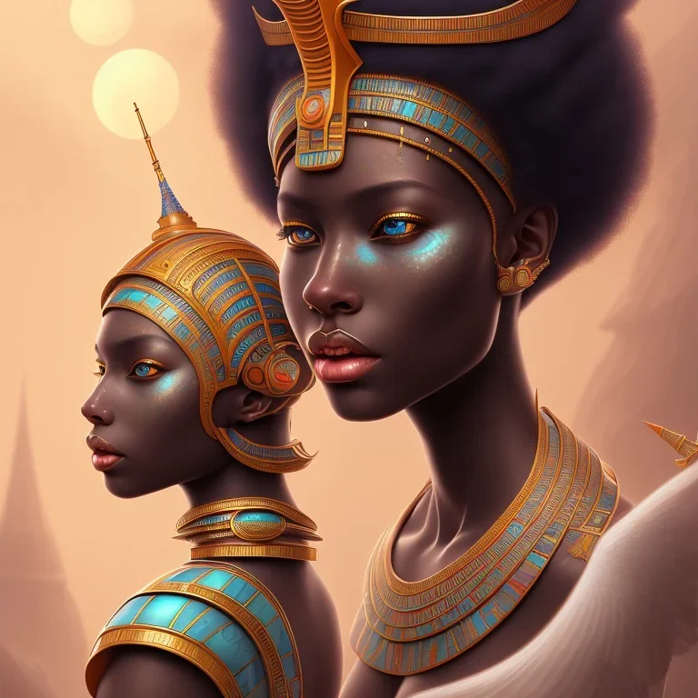 sango fantasy, fantasy magic, intricate, sharp focus, illustration, highly detailed, digital painting, concept art, matte, masterpiece head sexy African beauty black afro hair earth lady turquoise African huts Egyptian princess