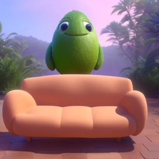 Couch in the shape of an avocado