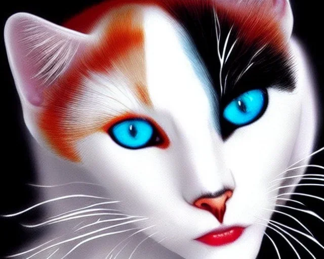 White catwoman,lije turkish van dat, goddess, trippy, eyes different colored