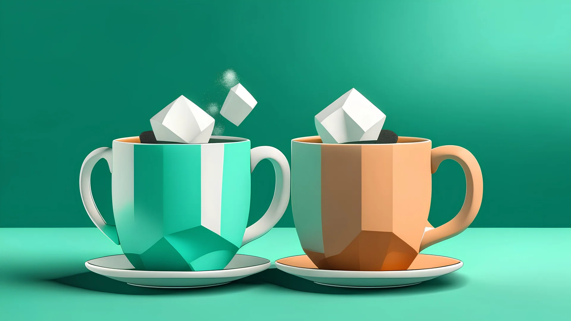 two mug cup of tea with sugar and mint Generative AI