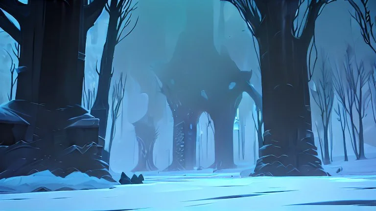 This area is a graveyard where creatures that have died from extreme cold. Each creature is encased in a thick coat of ice, preserving its remains.