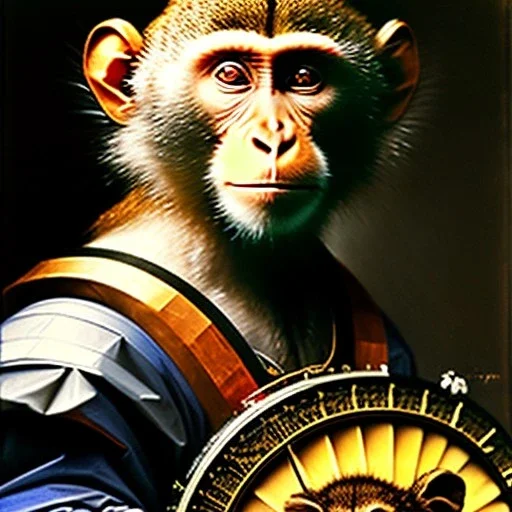 scratchart by leonardo davinci of a monkey playing a banjo