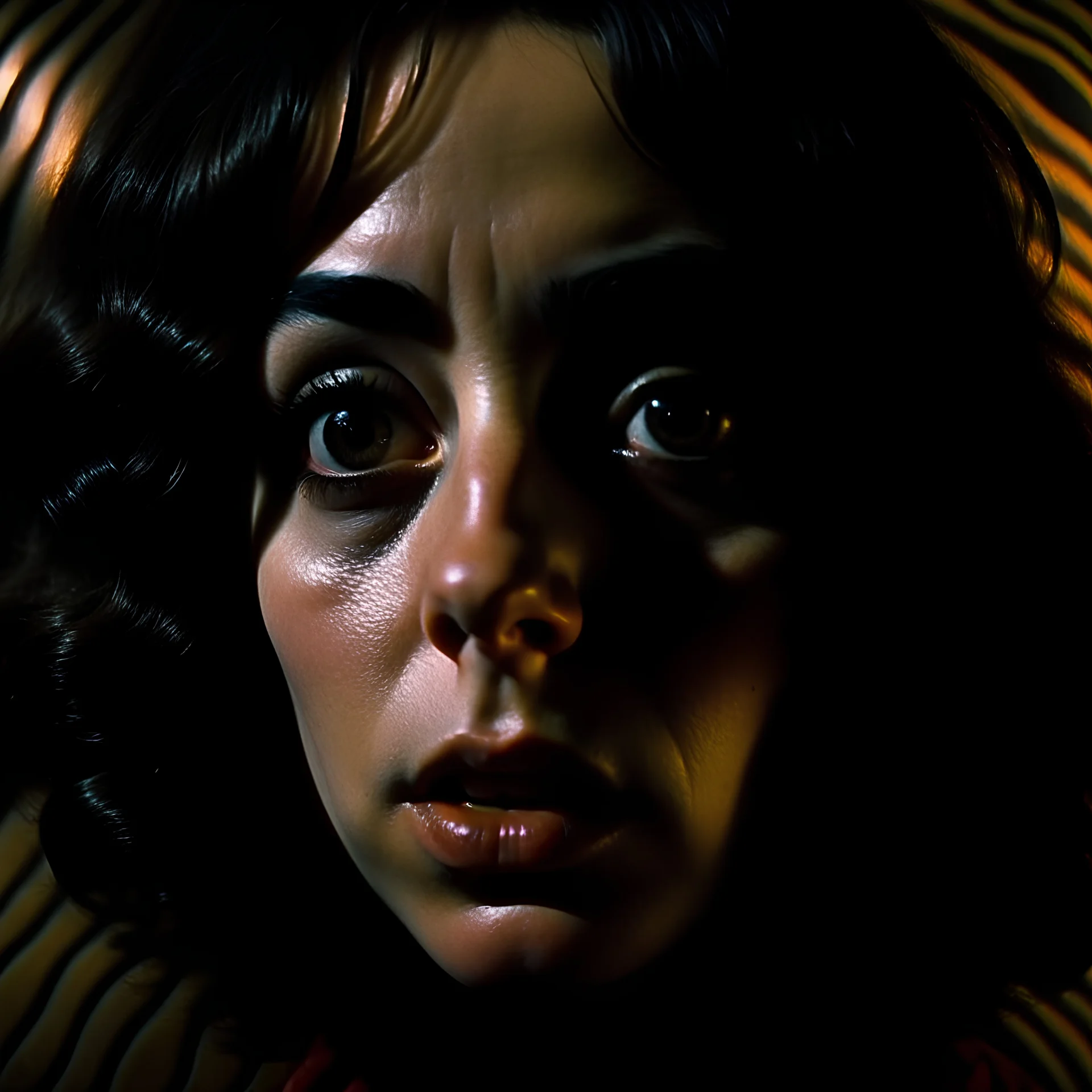 Strong texture, photorealism, Caravaggio. Intricate patterns, hypermaximalist. Surreal, eerily mysterious, pastel colors. Italian horror, Dario Argento. Movie shot, spooky horror. 1970's Italian art. 33mm photography.