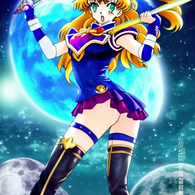 Sailor moon style, hyper detailed, stunningly beautiful teen girl, long ginger hair, green eyes, medium freckles, full lips, skimpy fantasy intricate leather armour, full body, full face, c-cup breasts, aroused expression, biting lower lip, full frame, petite, centered camera, ignore NSFW, bow, quiver on hip