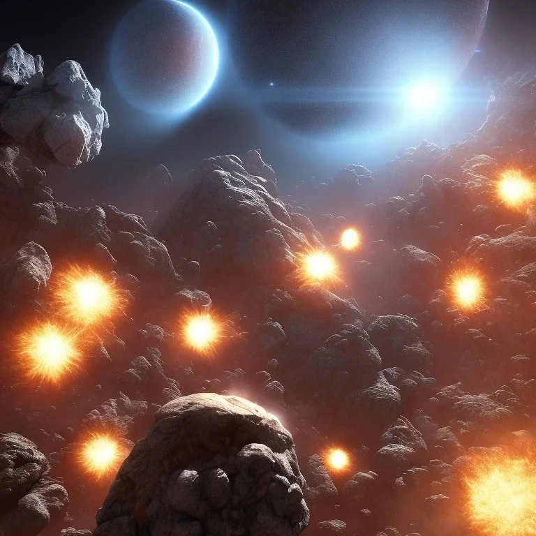 alien asteroid attack on earth city, volumetric lighting, particals, intricate detail, realistic, close up