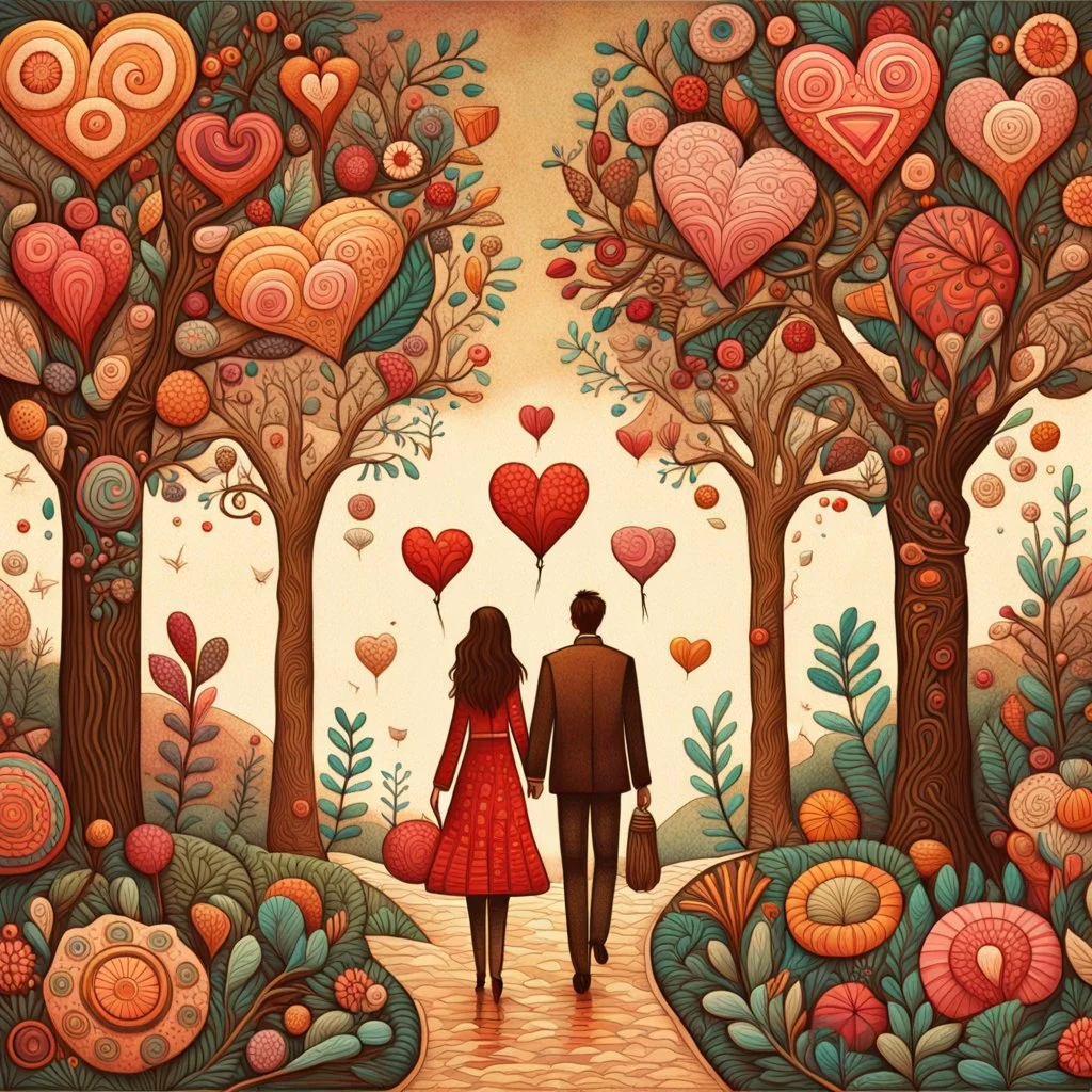 Vibrant painterly illustration, symbolic geometric realism. A surreal coastal landscape divided between land and sea. On a dark cliff in the foreground stands a leafless tree with delicate branches; nearby, small human figures appear as silhouettes. Sailboats float on a gently moving sea, their shapes simplified and graphic. Strong contrast between warm and cool tones, high color saturation, luminous pigments. Clearly painted surface with visible brushstrokes, flat yet textured color fields, han