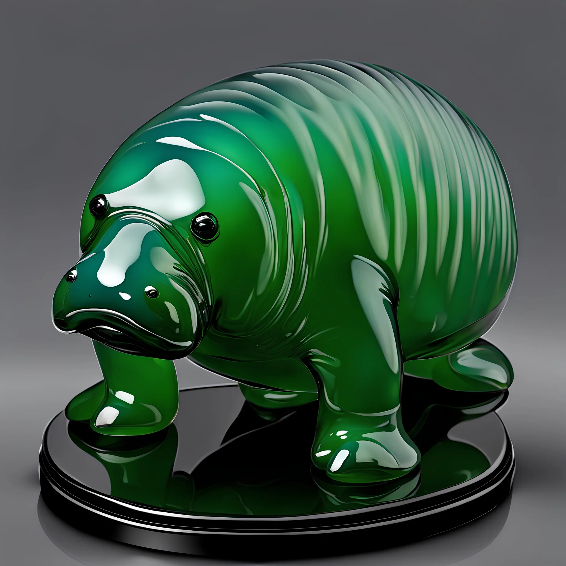 a blown glass manatee, early 20th century Art Deco. Elegant and intricate detailing super realistic