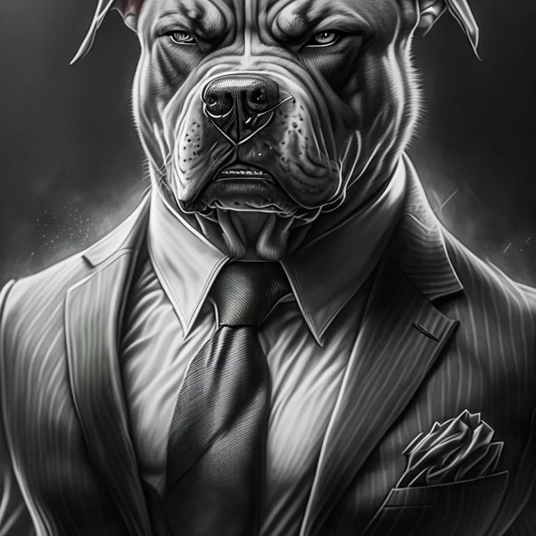 Illustrative sketch of a image of an angry humanoid dog, suit and tie, ultra quality, 8k