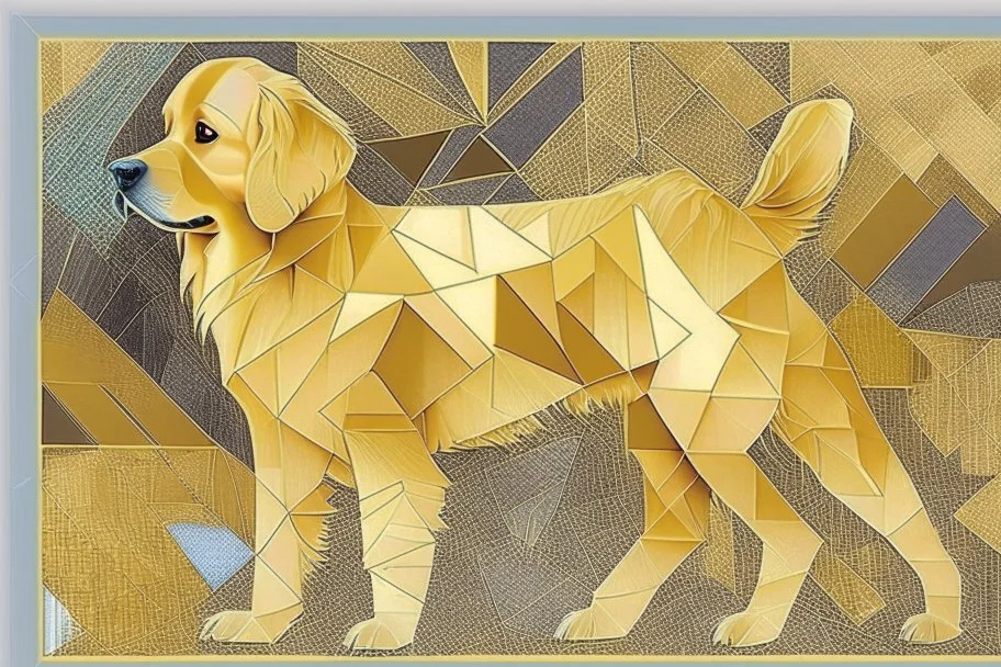 style of paul klee Golden retriever dog