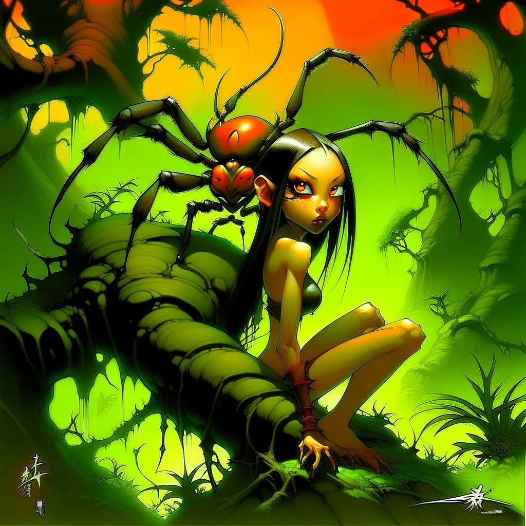 spider. Jungle. Lake