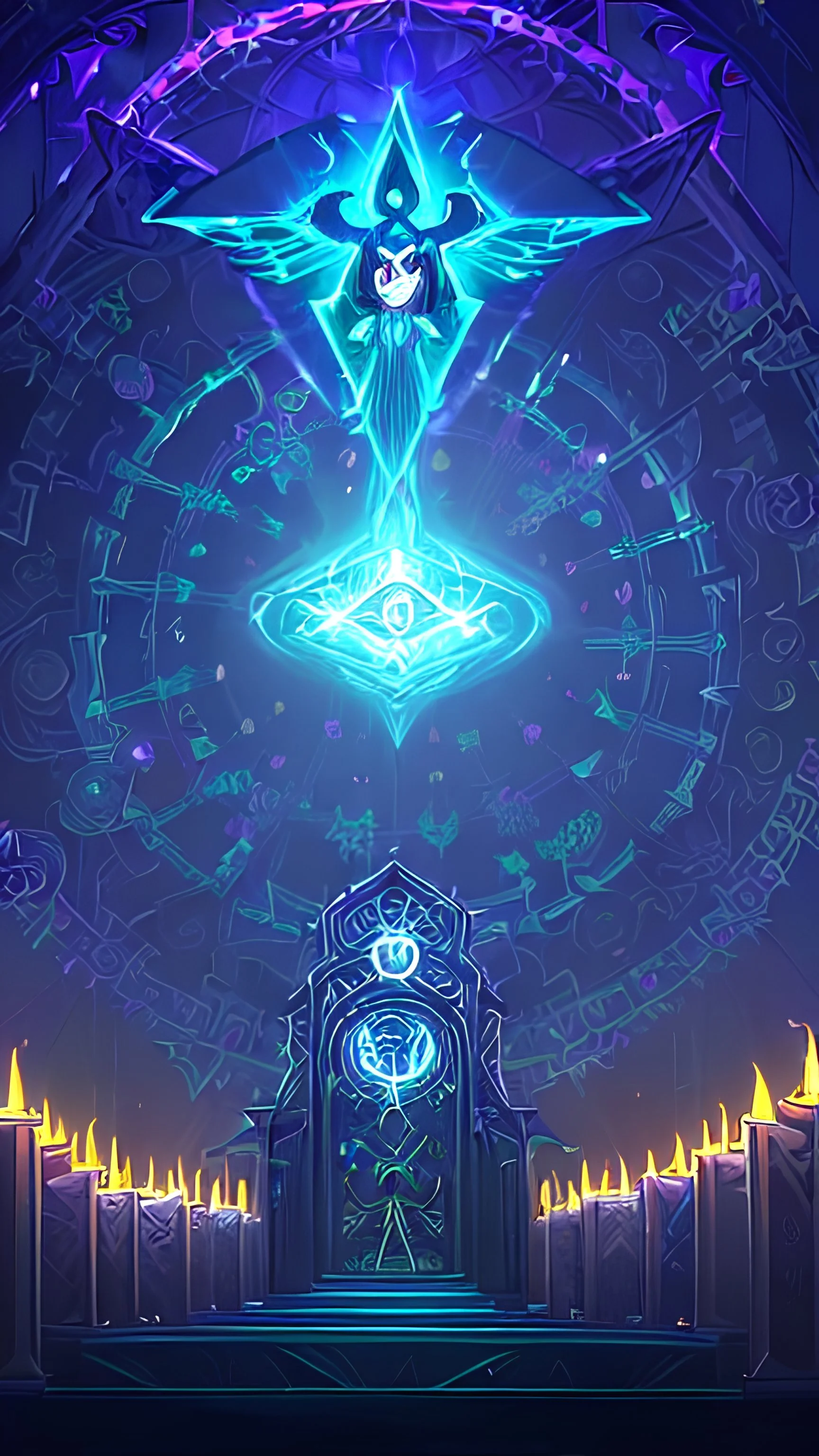 Delve into the mysterious and enigmatic world of the occult with a captivating digital illustration that explores esoteric symbols and mystical elements. Create a scene where an occult practitioner, adorned in intricate robes and surrounded by Pisces symbols, performs a ritual in a dimly lit chamber. The atmosphere is charged with mystical energy, as candles cast flickering shadows and the air is heavy with incense. Intricate sigils and symbols adorn the walls, while ancient grimoires and spell