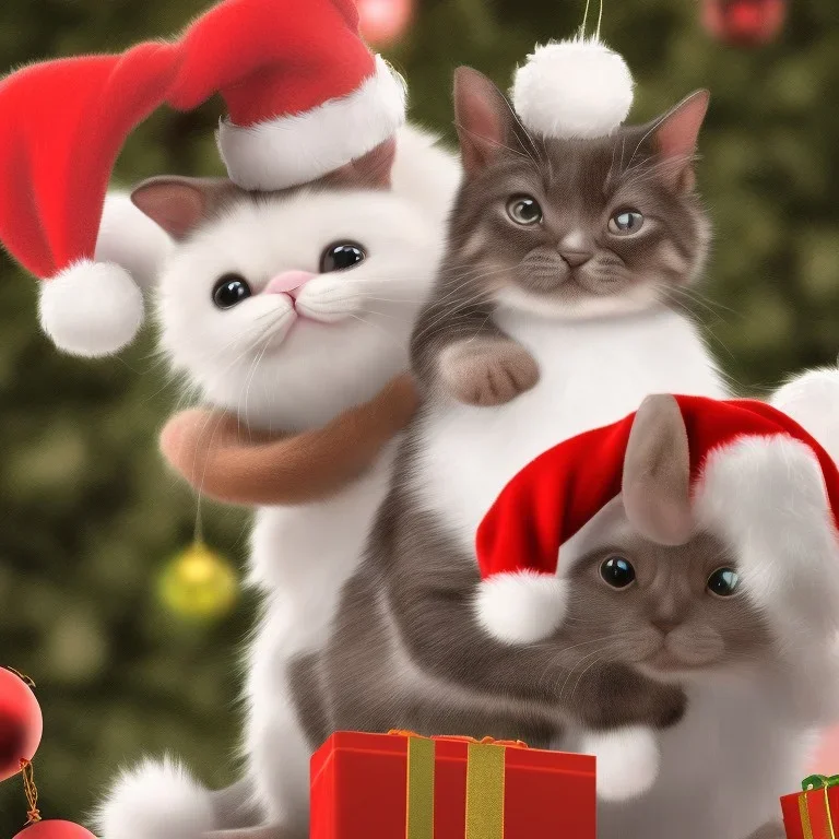 Cute cat and cute mouse celebrate christmas Merry christmas friends who celebrate