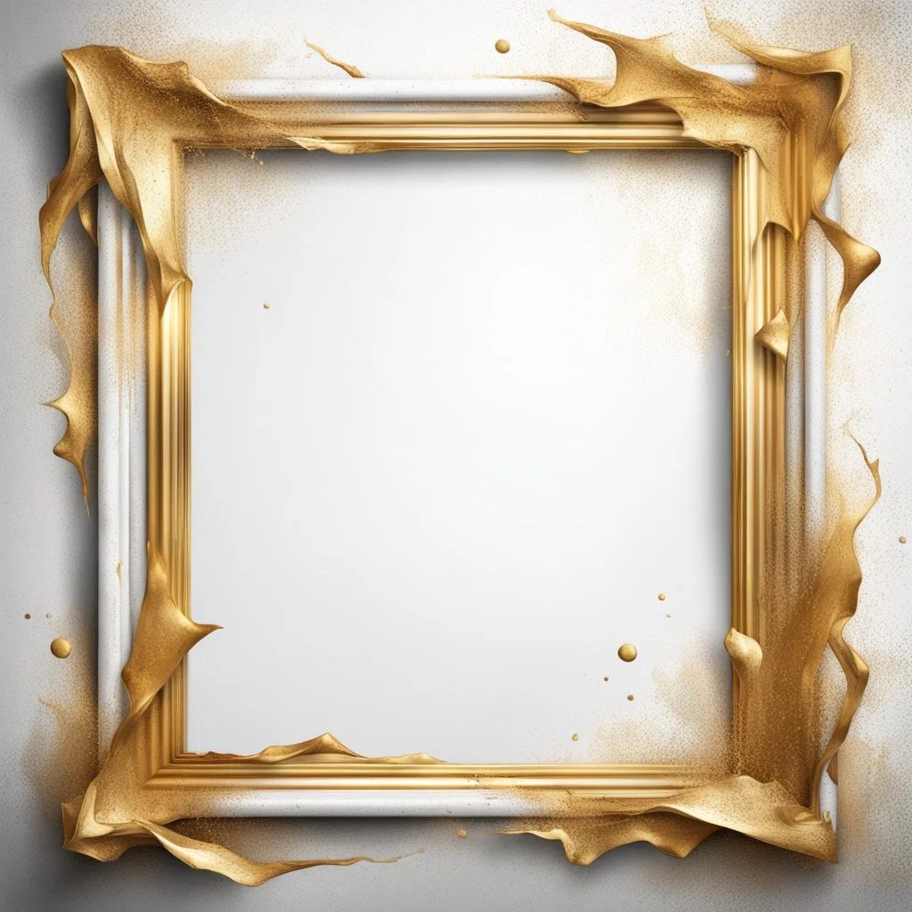 Hyper Realistic White, & Golden Grungy-Thick-Lines-Frame-Background