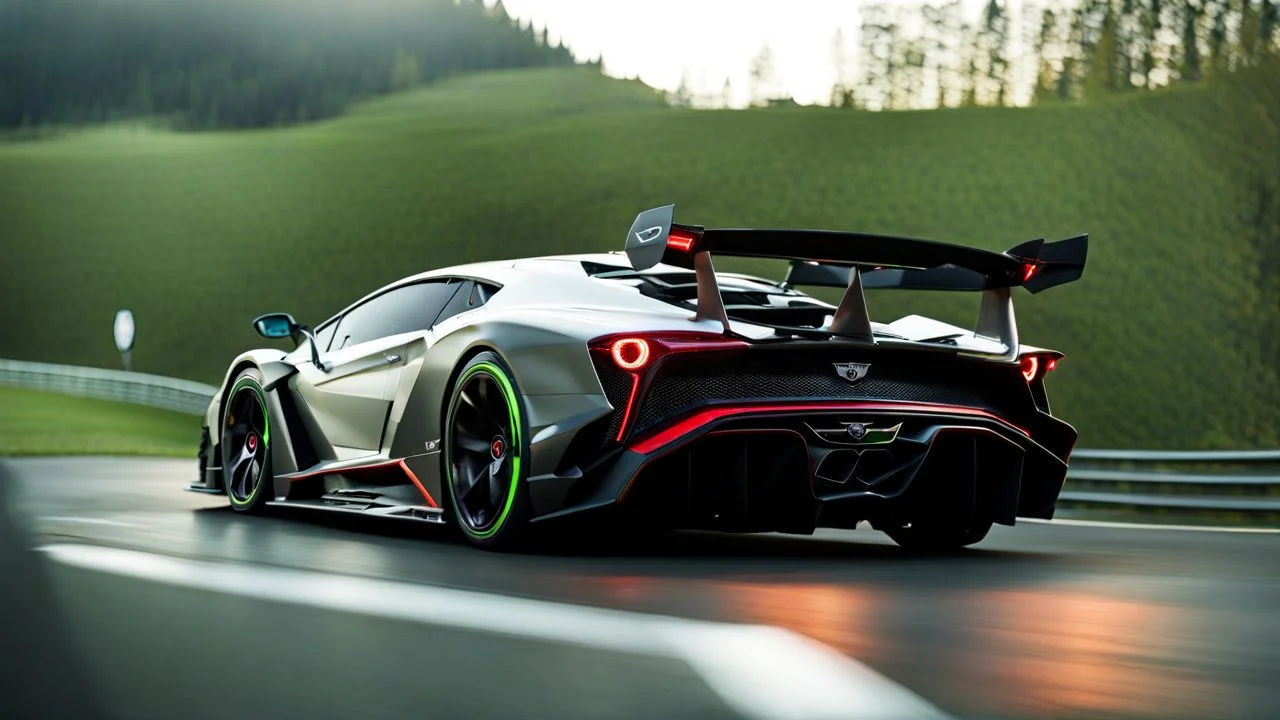Bentley Merged With Lamborghini Veneno, desktop wallpaper, 4K, Cinematic, rear view