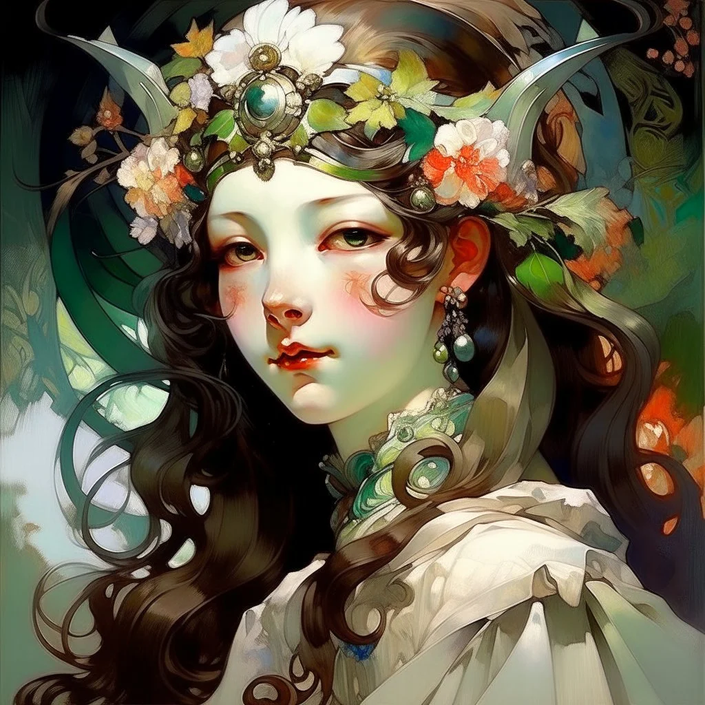 girl with a mask Alphonse Mucha