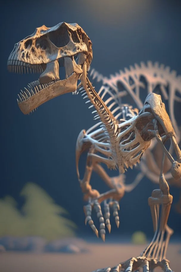 Dinosaur skeleton ,8k,unreal engine, very detailed, cinema 4D, perfect angle