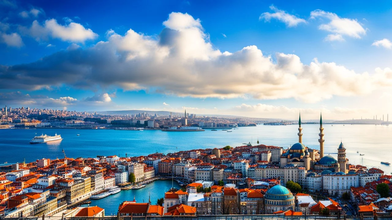 desktop wallpaper ,Istanbul turkey Kadikoy city sight seeing famous places ,blue sky nice clouds,