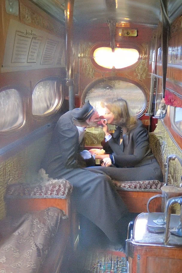 Getting it on in the first class carriage on the steam train.