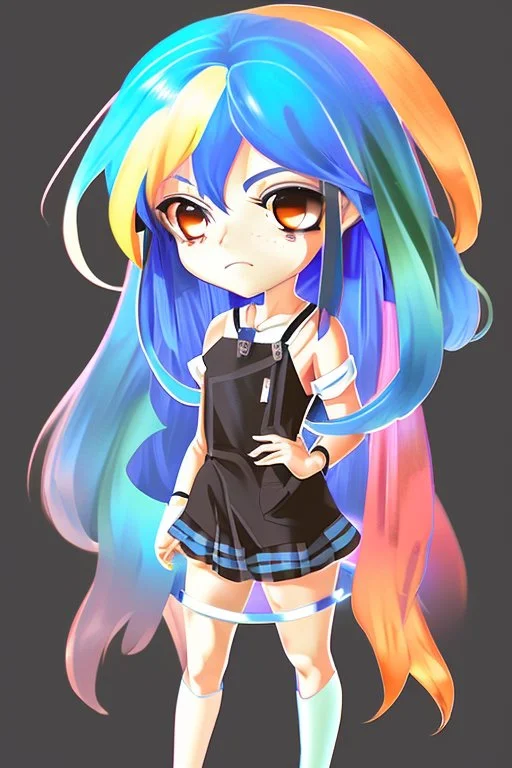 The overall style should be colorful, vibrant, and eye-catching, with a touch of anime and manga aesthetics. The character can be drawn in a chibi or SD style, or in a more detailed and realistic way, depending on the artist's preference and skill level. The composition should balance the girl and the sign, with enough negative space to highlight both elements.