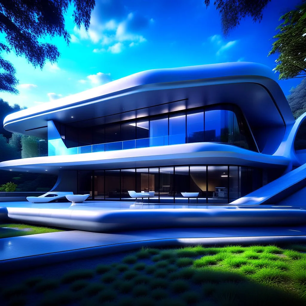 Zaha Hadid style country house 8k digital art