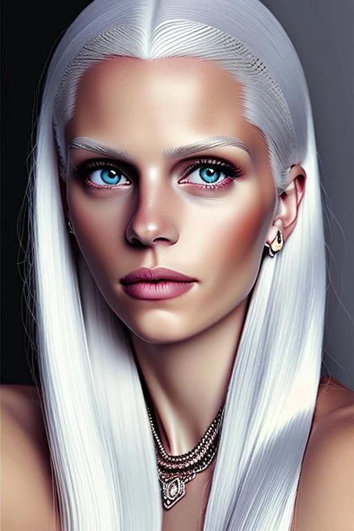 a woman white hair luxury stlye