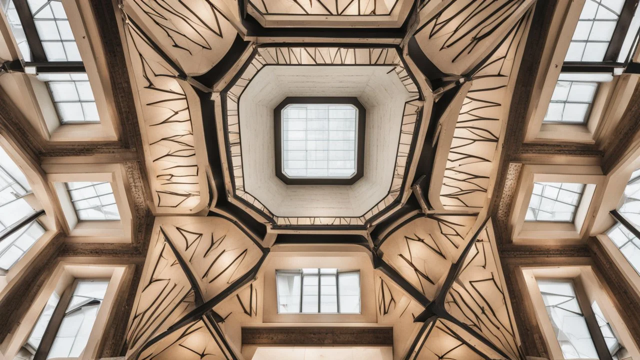 Museum ceiling, modern style, natural lighting