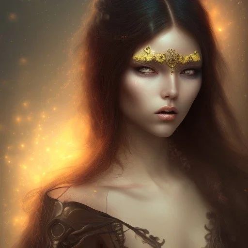 mystic woman with long hair, dark fantasy setting, ethereal, soft lighting