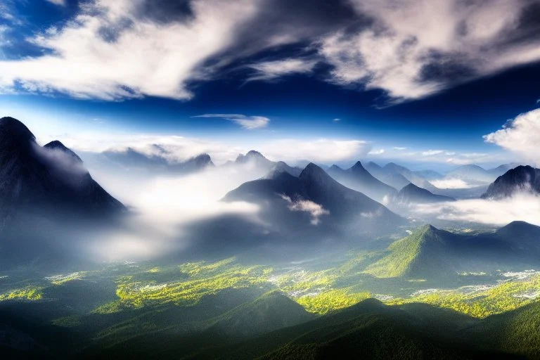 clouds and epic mountains near water, photography, ultra hd 4k, hyperrealism