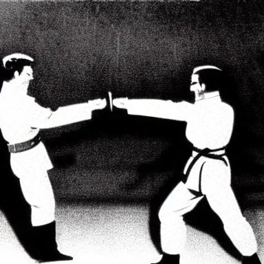 stalin fighting hitler using ultimate ninja techniques and hitler fighting back using karate and modern panzerkampfwagen