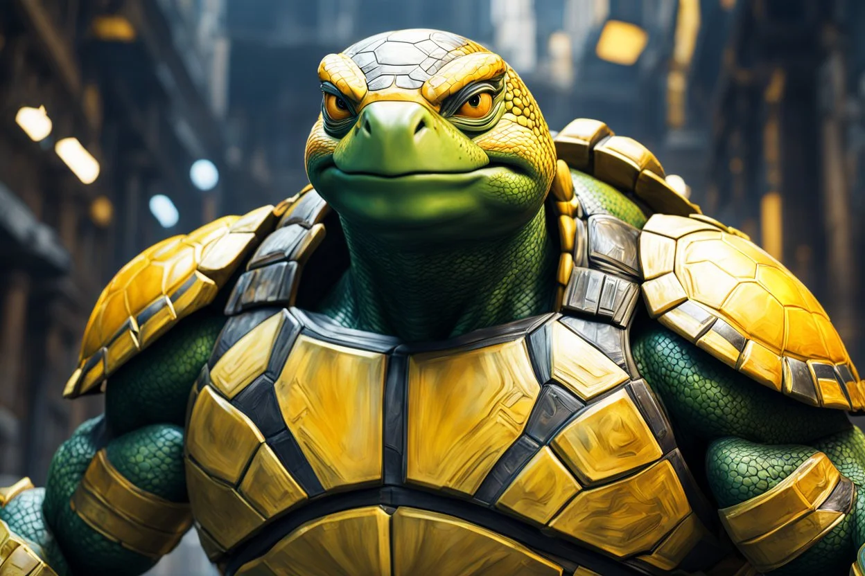 Michelangelo in 8k live anime artstyle, Turtles, yellow custom, TMNT them , dynamic pose, intricate details, highly detailed, high details, detailed portrait, masterpiece,ultra detailed, ultra quality