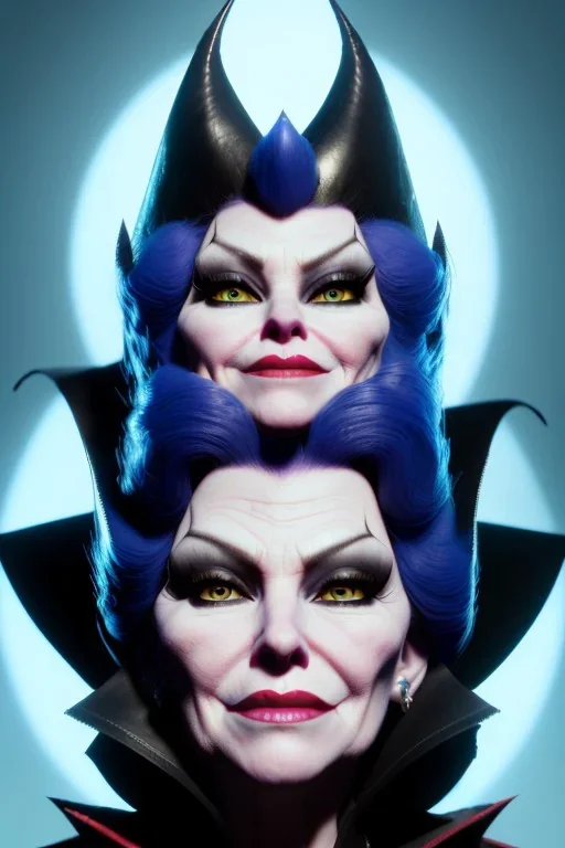 Mae West as evil queen in black leather, leather, busty, cleavage, angry, stern look. character design by cory loftis, fenghua zhong, ryohei hase, ismail inceoglu and ruan jia. unreal engine 5, artistic lighting, highly detailed, photorealistic, fantasy