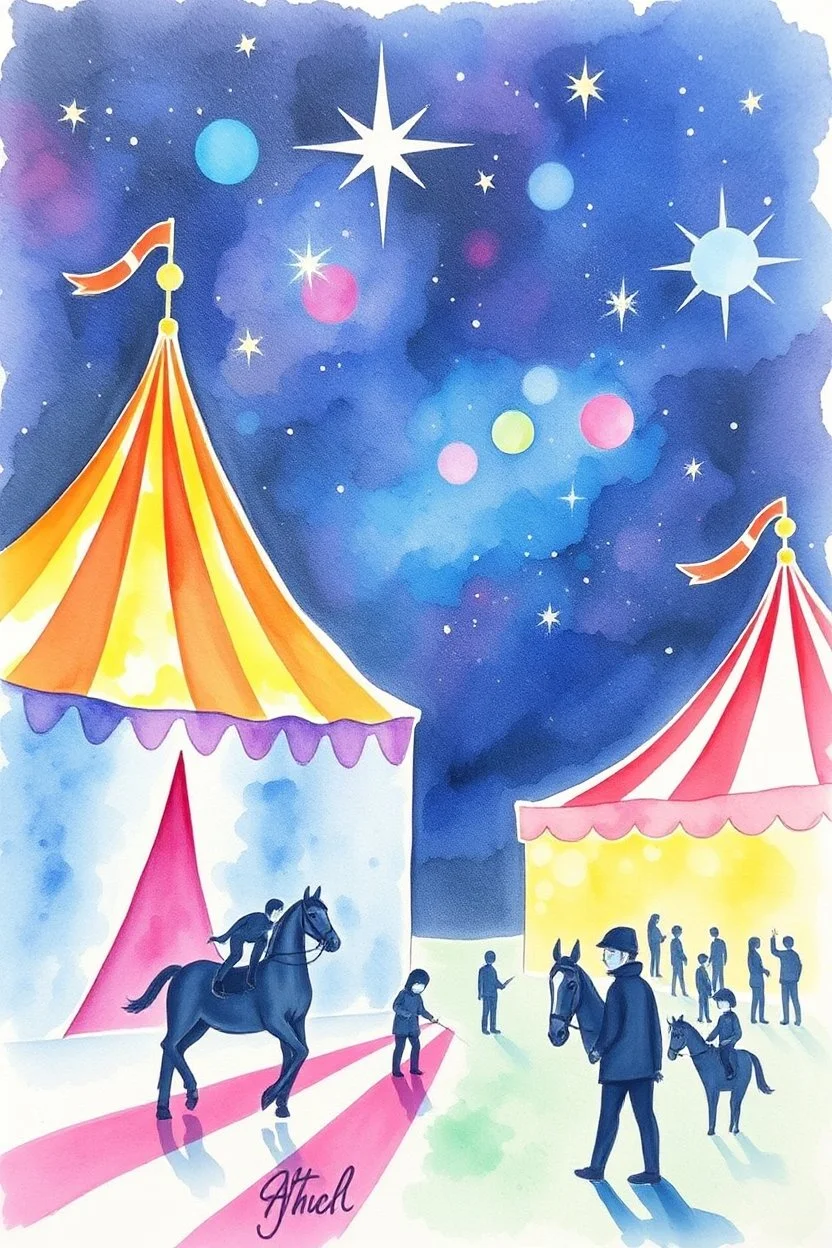 SKETCH WATERCOLOR PASTEL COLOURS - “The Starlight Circus”