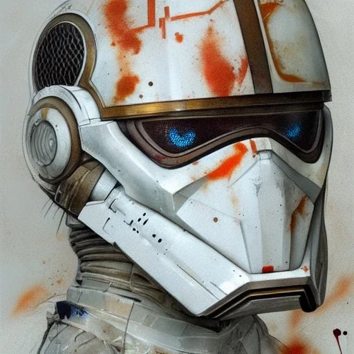 photorealistic luke skywalker helmet with weathered painting , illustration on coarse canvas by <agnes cecile> and <Yoji Shinkawa>, ornate and intricate details , soft smooth lighting, ultra detailed concept art,