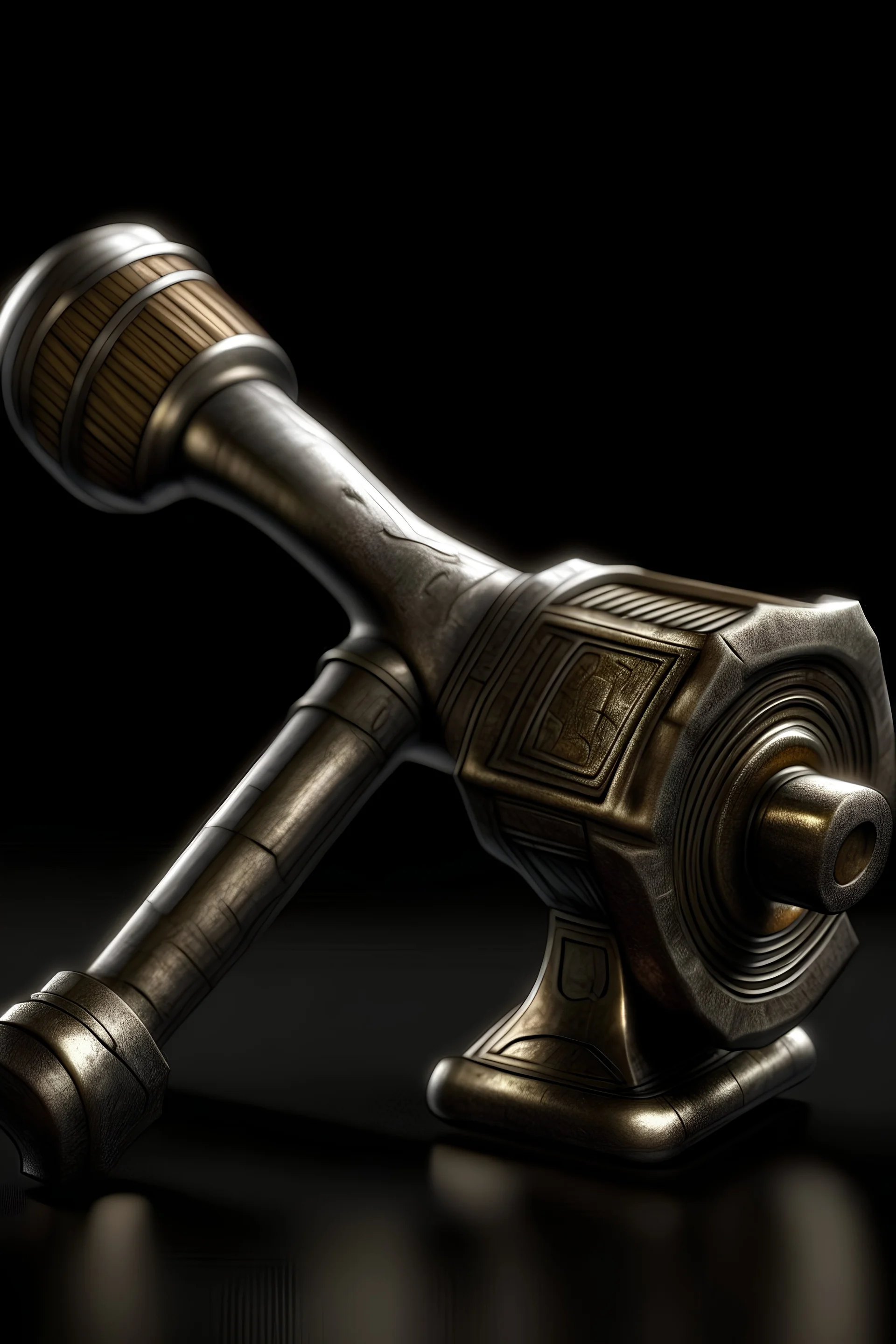 Hammer, Steampunk, Tool, Simple, Elegant, High Detail, Shiny, Brushed Metal, Wide Shot