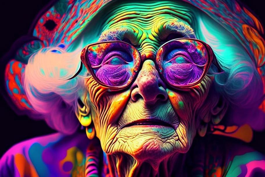 very old woman psychedelic image